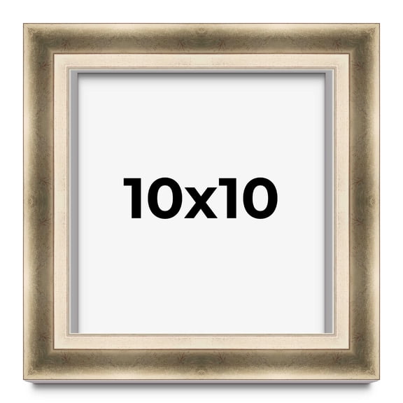 10x10 Shadow Box Frame Silver | 1.75 inches Deep Real Wood Traditional Shadowbox Display Frame | UV