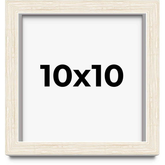 10x10 Shadow Box Frame White | 1.125 Inches Deep Real Wood Rustic Shadowbox Display Frame | UV