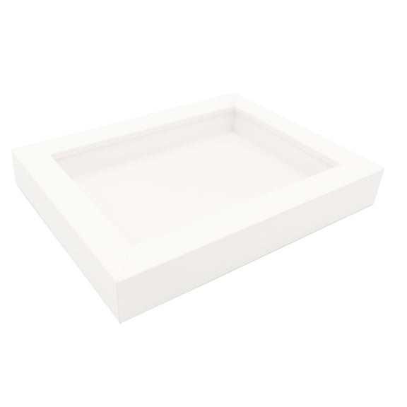 10x10 Shadowbox Gallery Wood Frames - Solid White DEEP Shadow Box Frame with a Display Depth of