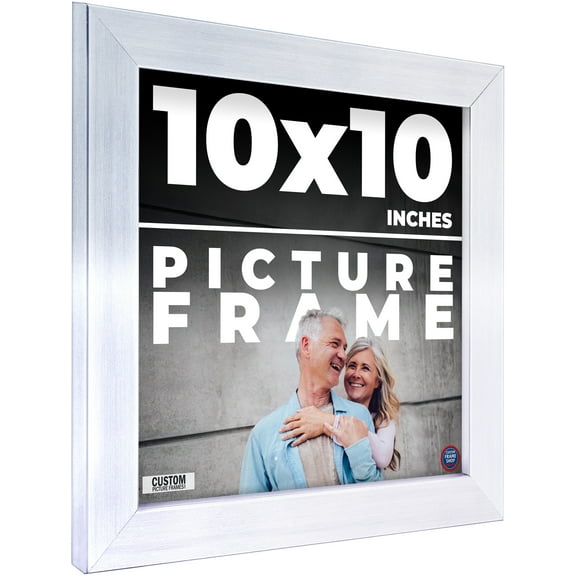 10x10 Silver Metallic Wood Frame - 'Brushed Steel' Thin - Great for Posters, Photos, Art Prints,