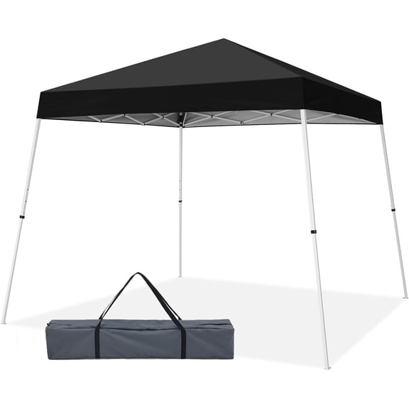 10x10 Slant Pop Up Canopy Tent, Easy Up Canopy, Black | Easy 1 Person Setup Pop Up Tent, Portable Shade Shelter for , Beach, Camping, 10x10 Base 8x8 Top, Carry Bag
