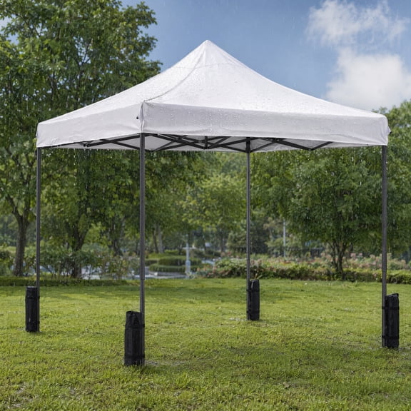 10x10 White Instant Pop Up Canopy, Quick Setup Portable Sun Shelter for Camping, Beach & Backyard