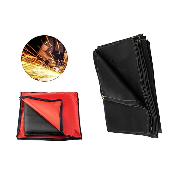 10x10 ft Fiberglass Welding Blanket, Heat Resistant to 550C, Fire Retardant with Premium Brass Grommets