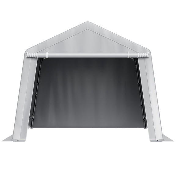 10x10 ft Outdoor Storage Shelter Shed, Waterproof Portable Canopy Carport Tent with Roll-Up Door, Heavy-Duty Steel Frame, UV Resistant, Easy Assembly, for Car/Boat/Garden Supplies (Gray)