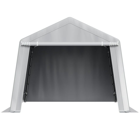 10x10 ft Outdoor Storage Shelter Shed, Waterproof Portable Canopy Carport Tent with Roll-Up Door, Heavy-Duty Steel Frame, UV Resistant, Easy Assembly, for Car/Boat/Garden Supplies (Gray)