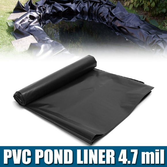 10x10 ft PVC Pond Liner with 4.7 Mil Thickness Waterfall Fish Pond Liner, Black