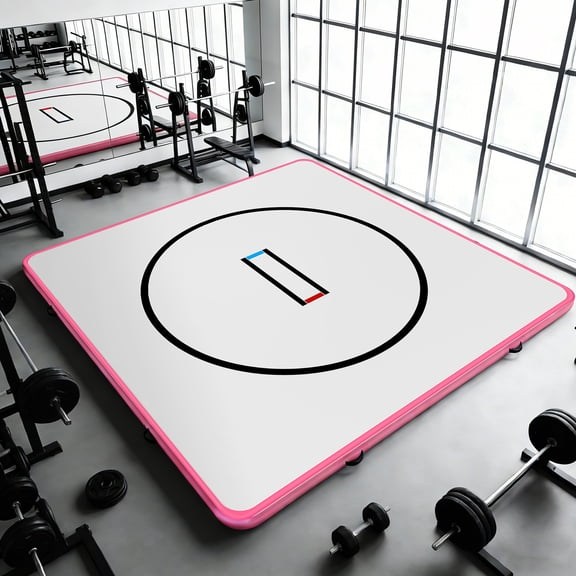 10x10 ft Wrestling Mat Inflatable, Martial Arts 4" Thick Mat for Home Gym Exercise, PVC Foldable Training Mats with Circles and Air Pump, for Gymnastics, Tatami, Jiu Jitsu BJJ MMA Judo