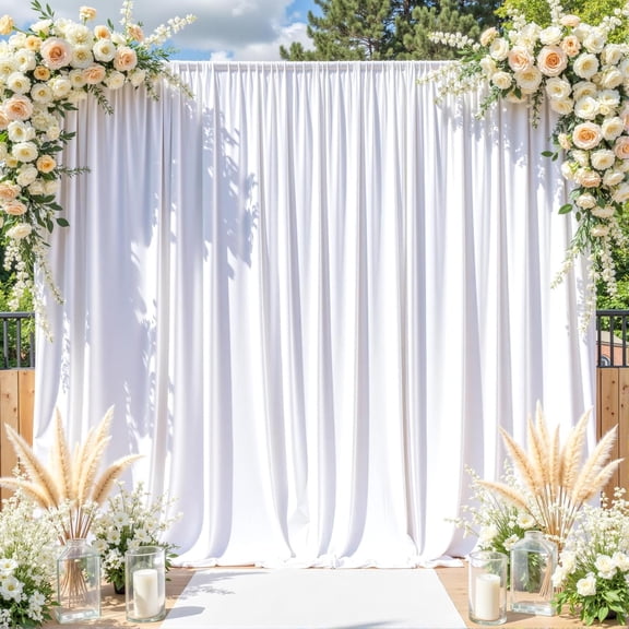 10x10 ft Wrinkle Free White Backdrop Curtain for Parties-1 Panel 10x10 Large White Photo Backdrop Drapes Seamless Polyester Fabric Drop Cortinas for Wedding Birthday Photography Background