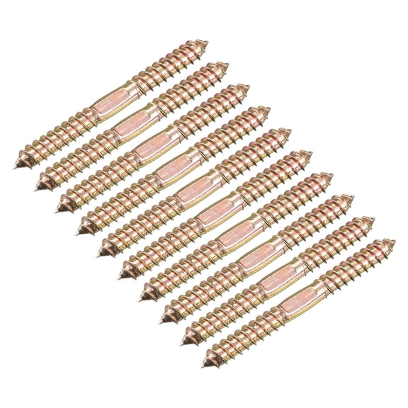 10x100mm Double Ended Self-Tapping Thread Dowel Screws, 12pcs for Wood Connecting