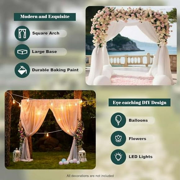 10x10FT Backdrop Stand, Heavy Duty Pipe and Drape Stand Kit, Gold Wedding Background Support with Bases, Metal Square Tube Backdrop Stand for Wedding Party Celebration Photography Event