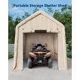 thumbnail image 1 of 10x10FT Curved Pipe Motorcycle Shed ,Outdoor Portable Storage Shed with Roll-Up Door & Vent, 240G Heavy-Duty Shelter Waterproof PE Tarp, UV-Resistant Storage Sheds for Motorcycle, Firewood, 1 of 7