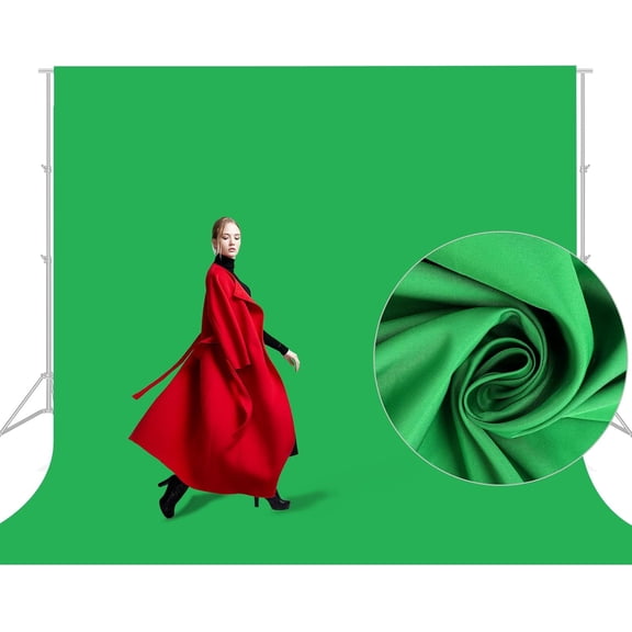 10x10FT Green Screen Backdrop for Photography, Large Background for Zoom Meetings, High Density Polyester Fabric Chromakey Backdrop Curtain for Video Photoshoot Studio Gaming