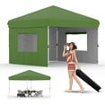 thumbnail image 1 of 10x10FT Instant Pop Up Canopy Tent with 4 Side Walls, Complete Commercial Shelter System for Outdoor Events-Green, 1 of 8