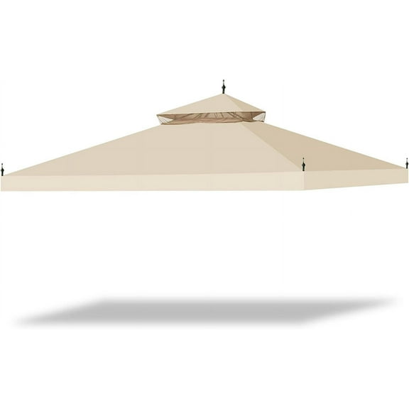 10x10Ft Canopy Top Replacement PU Water Resistance Fit for Brand_Model Walmart/MS17-31-4-2 Arrow Dual Tier Outdoor Patio Canopy Cover Party Backyard Garden Beige