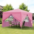 thumbnail image 1 of 10x10Ft Pop Up Gazebo Canopy Tent, Pink, with 4 Removable Sidewalls (2 with Windows, 2 with Zippers), 4 Weight Sand Bags & Carry Bag, Waterproof UV Protection Outdoor Canopy, 1 of 10
