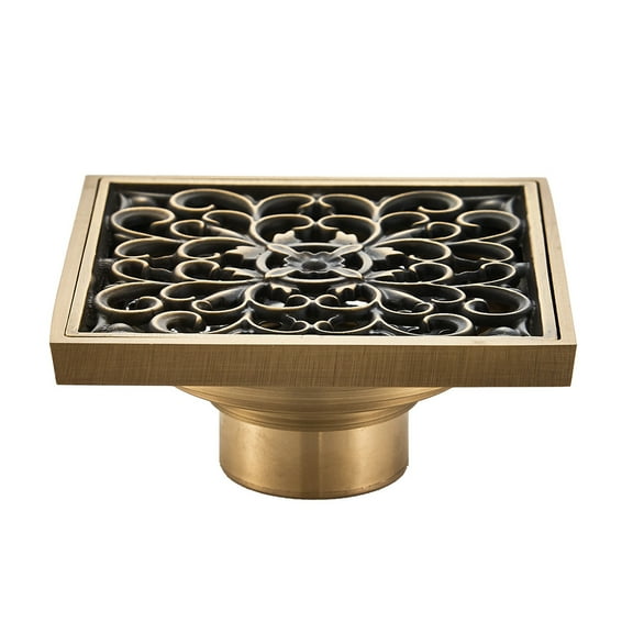 10x10cm Brass Antique Brushed Floor Drain Square Floor Waste Drain Sanitary
