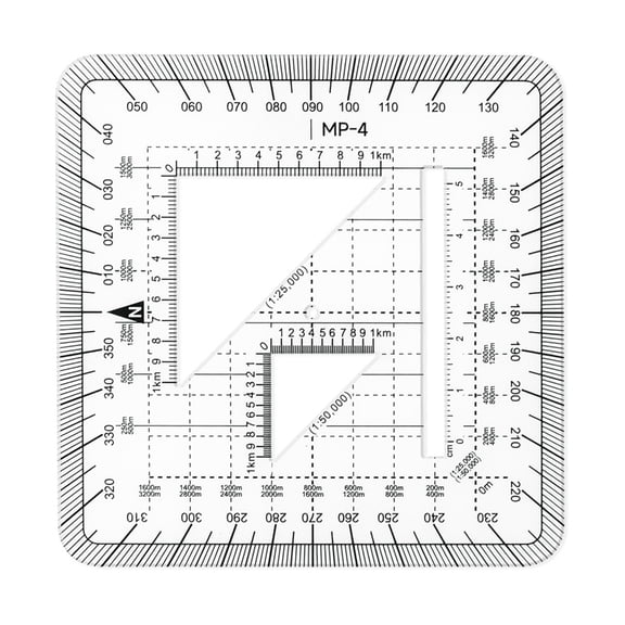 10x10cm Protractor Ruler Measuring Tool Gridded Coordinate Scale for Engineers Architects Outdoor Surveying Mapping Task