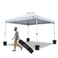 thumbnail image 1 of 10x10ft 1-Person Setup Pop Up Canopy Tent with Roller Bag,4 Sandbags and 8 Stakes,Height Adjustable,White, 1 of 12