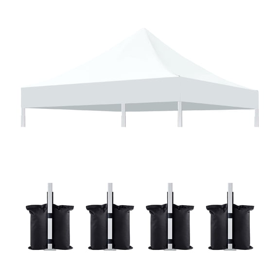 10x10ft Canopy Replacement Top for Pop Up Canopy Tent and 4 Pcs Pack Canopy Weight Bag(Only Cover and Sandbag Not Include Frame)