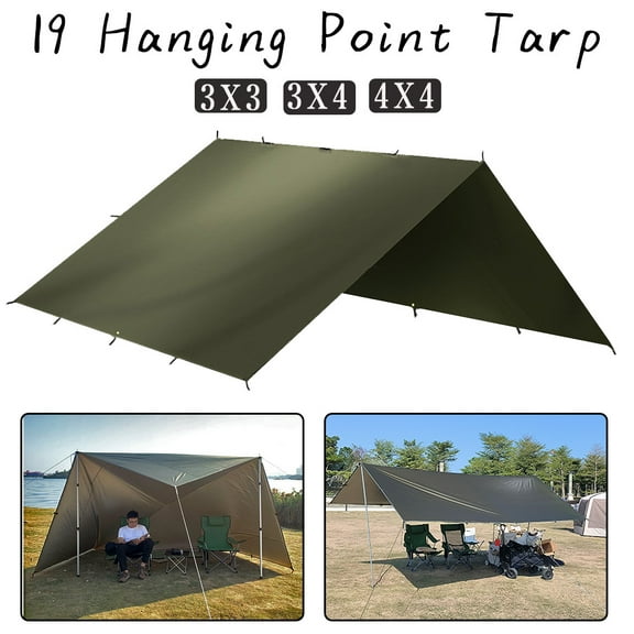 10x10ft Hammock Rain Fly Waterproof Tent Tarp Lightweight Traveling Awning Camping Sun Shelter