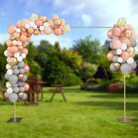 10x10ft Heavy Duty Backdrop Stand, 3x3m Wedding Background Support System with 9.8ft Adjustable Height, Gold Steel Square Frame Photo Booth Stand for Party, Birthday, Baby Shower, Photography