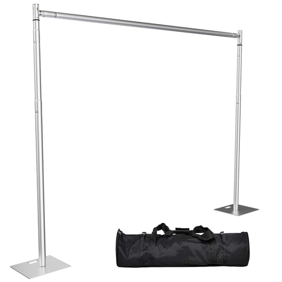 10x10ft Pipe and Drape Backdrop Stand Kit with Adjustable Telescopic Poles Frame and Metal Base, Background Holder for Parties Wedding Birthday Photography Capacity of up to 22 lbs