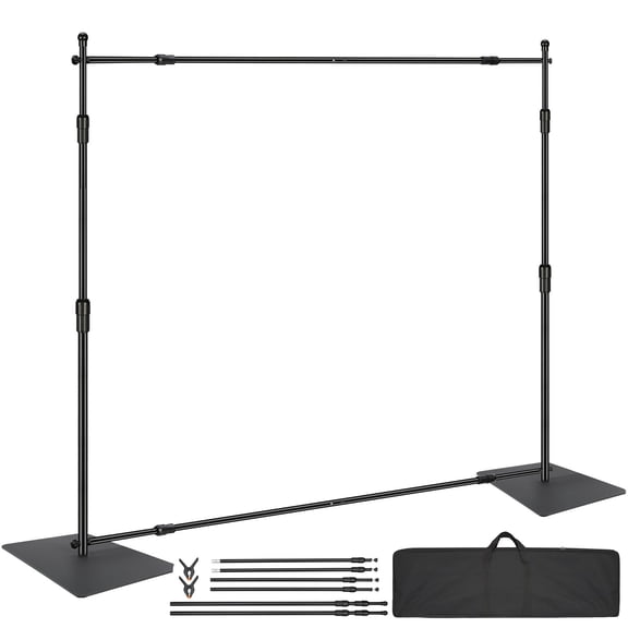 10x10ft Pipe and Drape Kit, Backdrop Stand with Carbon Steel Base, 6 Clips & Carry Bag for Wedding Party Photography