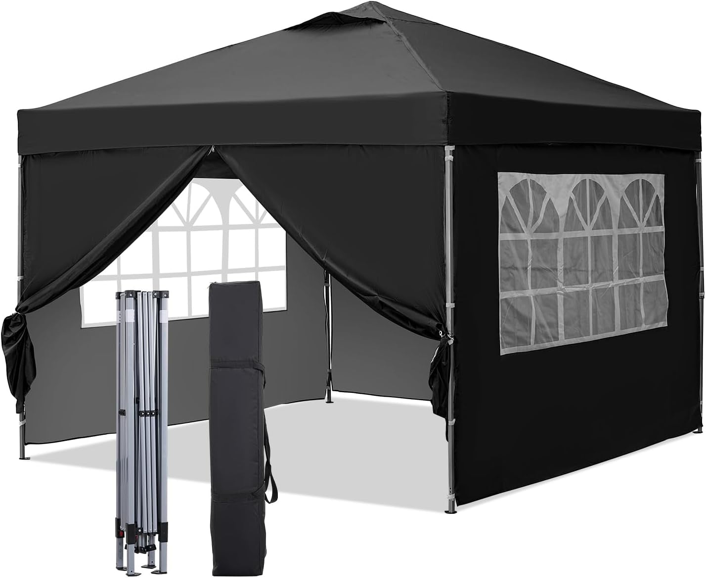 10x10ft Pop-up Paint Tent, Black Canopy Tent, Instant Shelter Portable ...