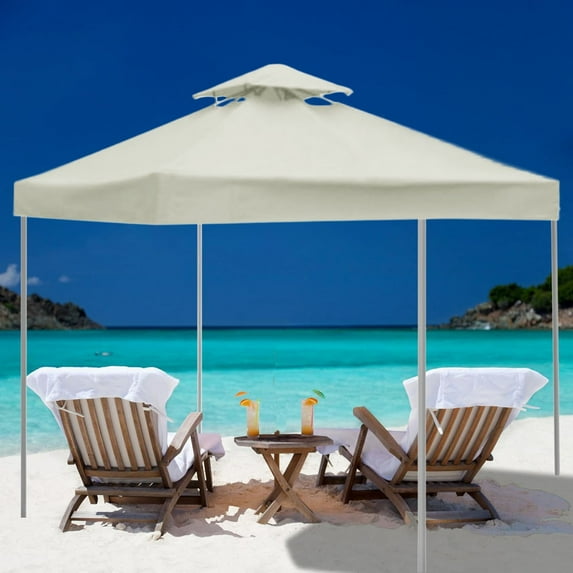 10x10ft Replacement Gazebo Canopy - 2-Tier Vented Roof Cover for Outdoor Pavilion, Patio & Garden (Beige, 210D Polyester)