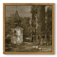 thumbnail image 1 of 10x10in Natural Framed Countrysid Framed Wall Art Vintage Classic Retro Village Landscape Rustic Wall Prints Farmhouse Kitchen Bathroom Office Decor, 1 of 4