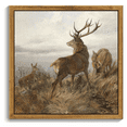 thumbnail image 1 of 10x10in Natural Framed Foothills Animal Wall Art Deer in the Forest Vintage Classic Wall Prints Modern Farmhouse Kitchen Bathroom Office Decor, 1 of 5