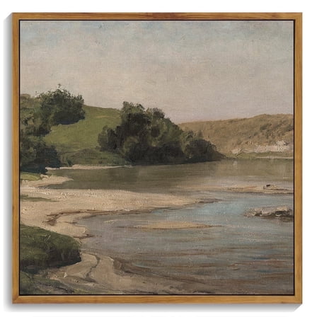 10x10in Natural Framed Landscape Mountain River Decor Vintage Hallway Bathroom Office Decor