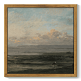 thumbnail image 1 of 10x10in Natural Framed Seascape Framed Wall Art Vintage Classic Retro Beach Landscape Wall Prints Farmhouse Kitchen Bathroom Office Decor, 1 of 6