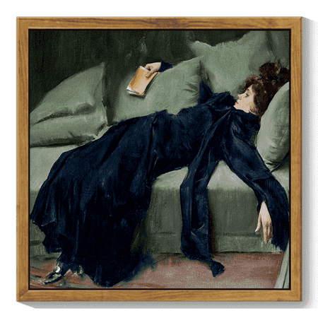 10x10in Natural Framed Wall Art Vintage Classic Moody Decadent Young Woman After the Dance Victorian Wall Prints Kitchen Bathroom Office Decor
