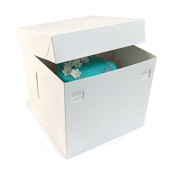10×10×10 Inch Tall 2-Piece Cake Boxes, Disposable Bakery Boxes for Tiered and Layer Cakes – 6 Count