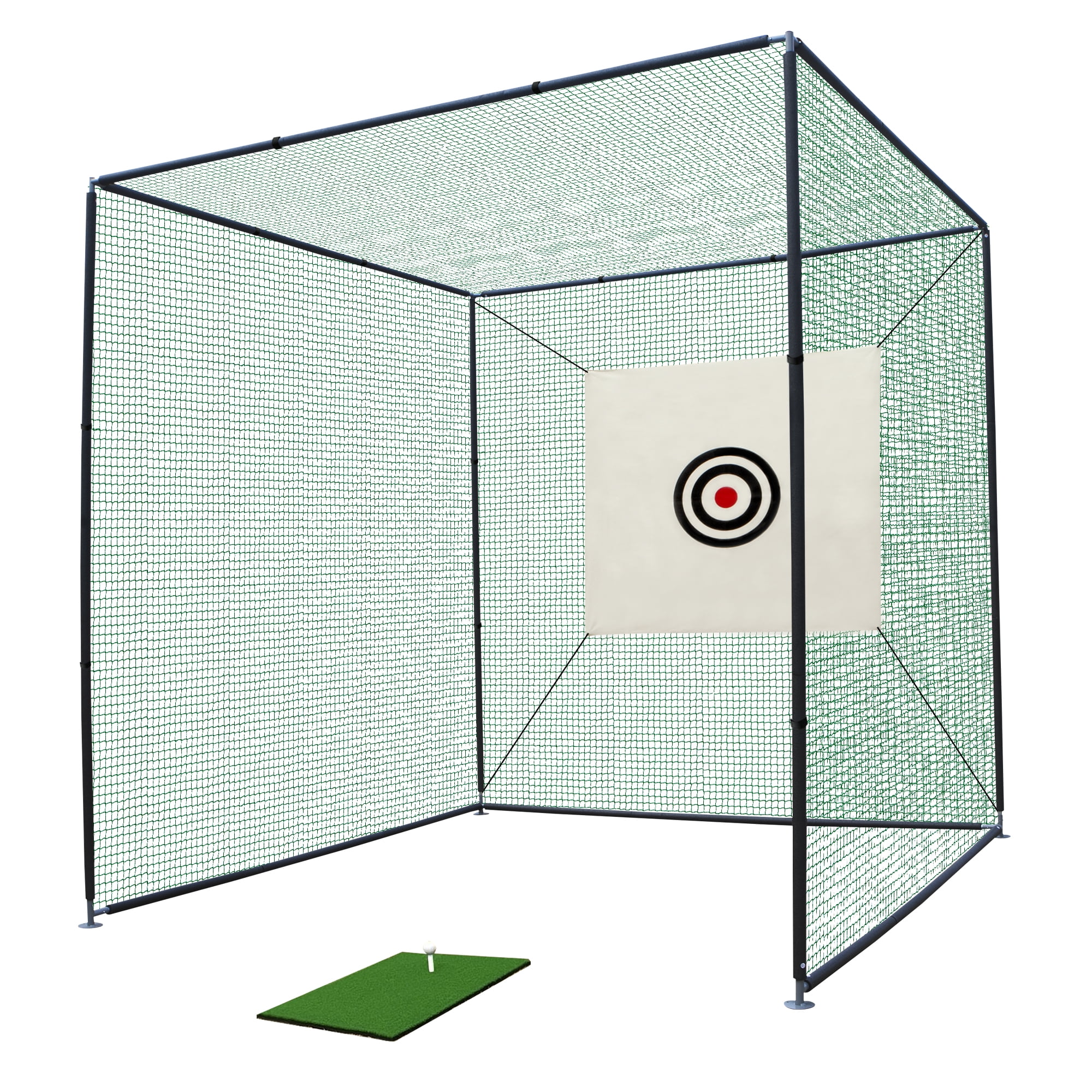 10x10x10FT Golf Practice Net Cage w/ Metal Frame Hitting Net Kit Indoor Outdoor