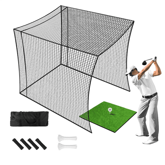 10x10x10ft Foldable Golf Cage Net, Portable Baseball Batting Cage for Indoor and Outdoor Training Durable Sports Net for Golf and Baseball Practice