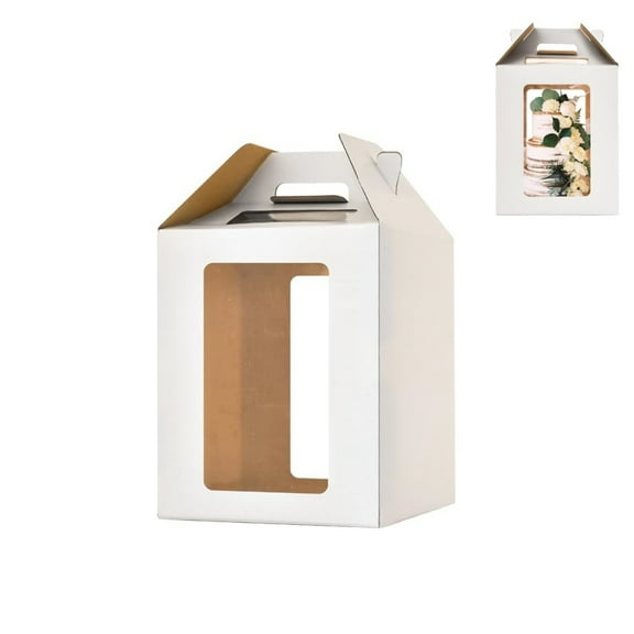 10x10x15.9In Tiered Cake Box,1Pack Portable Tall Cake Box for Birthday Party,HXRH Disposable Bakery Container for Birthday,Wedding,Mother's Day