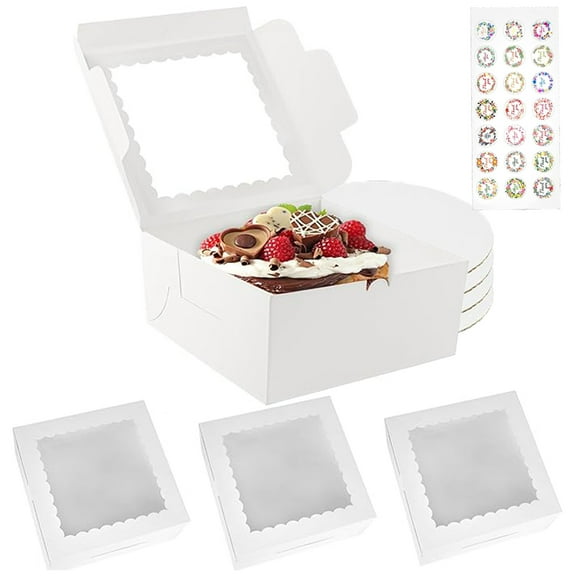 Mudrit Cake Boxes with Window - 10 Pcs 10x10x5 Inches White Bakery ...