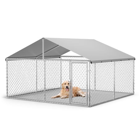 10x10x6FT Outdoor Dog Kennel, Heavy Duty Metal Dog Cage with Waterproof Roof & Safety Lock, Large Dog Run Enclosure for Yard, Garden, Farm