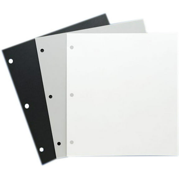 Archival Methods 10x11" Archival 3-Hole Mounting Pages for 3-Ring Binders & Albums, 10 Point Cardstock, 25 Pack, Black