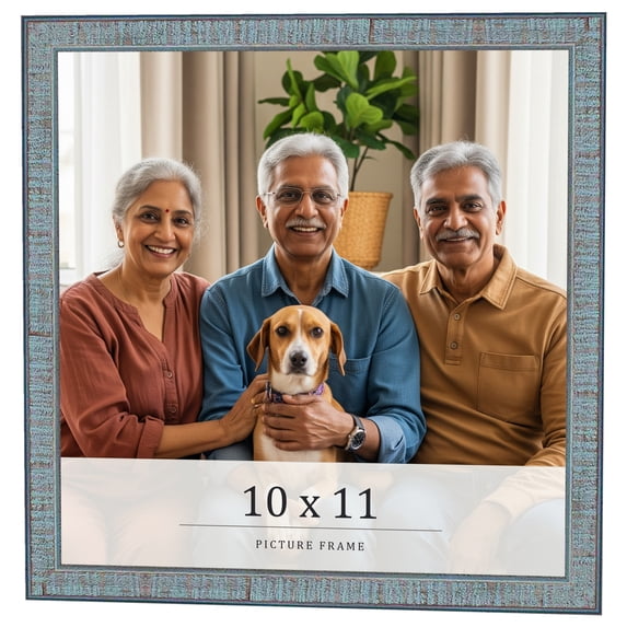 10x11 Frame Blue Scuffed Farm Board Solid Wood Picture Frame Width 0.75 Inches | Interior Depth 0.5