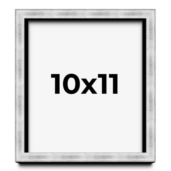 10x11 Frame Brushed Silver Solid Wood Picture Frame | 0.75 Inch Moulding Width | Rabbet Depth 0.75