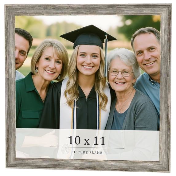 10x11 Frame Grey Solid Wood Picture Frame Width 1 Inches | Interior Frame Depth 0.5 Inches |