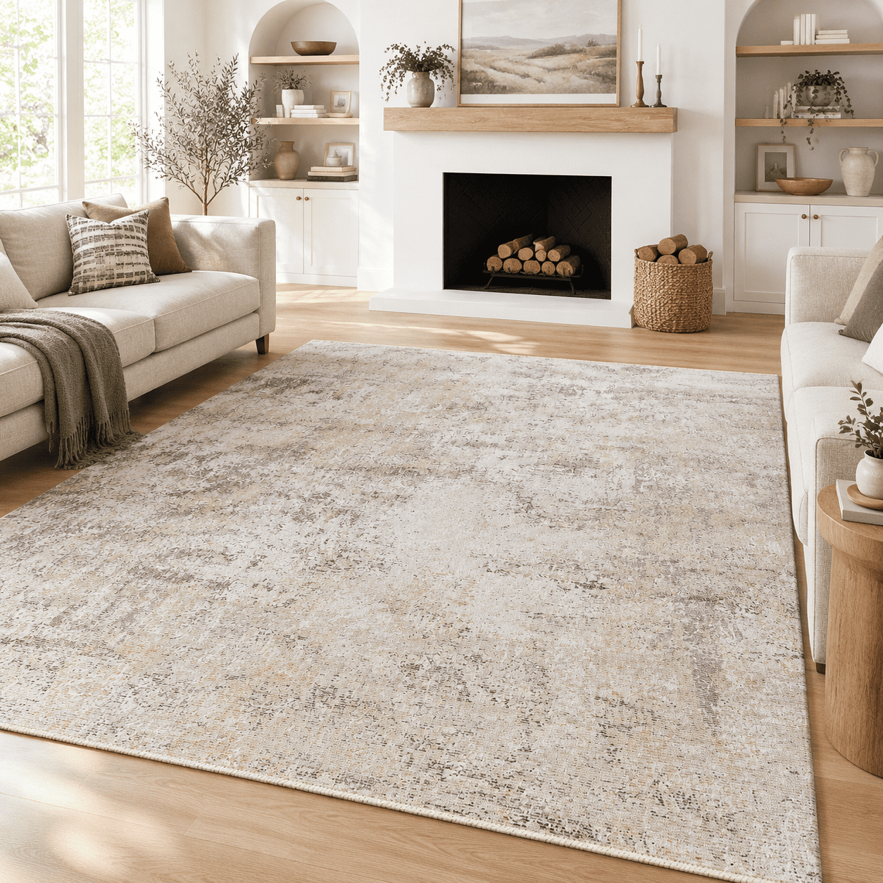 10x12 Beige Grey Abstract Area Rug - Walmart.com