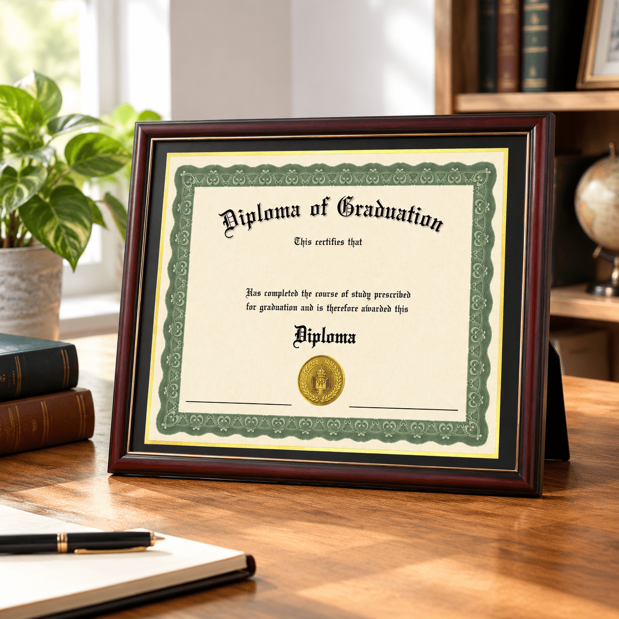 10x12 Diploma Frame Solid Wood Cherry Finish With Trim Displays ...