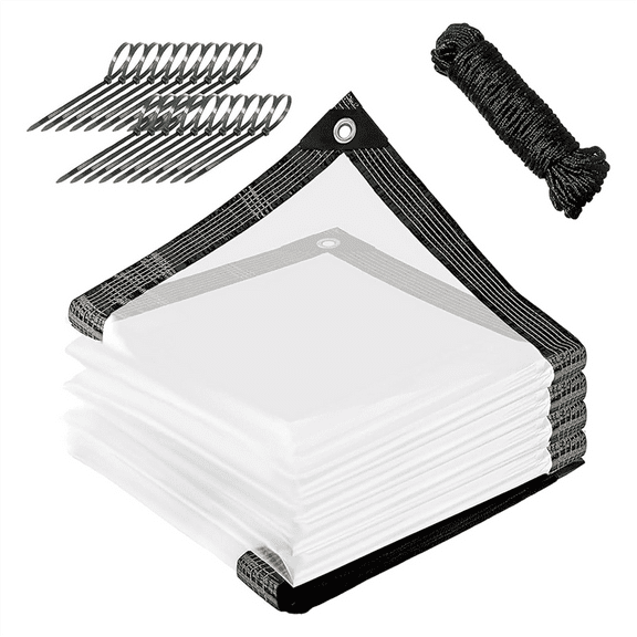10x12 FT Clear Tarp Heavy Duty Waterproof, Clear Tarps with Grommets, Clear Plastic Tarp with Reinforced Edge