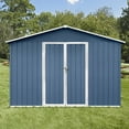 thumbnail image 1 of 10x12 FT Metal Outdoor Storage Shed with Ventilated Walls & Hinged Door, Bicycle/Lawnmower Storage Tool House, Blue, 1 of 6