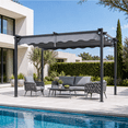 thumbnail image 1 of 10x12 FT Outdoor Pergola with Retractable Shade Canopy, Extra Large Patio Shelter Pavilion with Aluminum Frame & Roller Shade Curtains for Patio, Backyard, or Deck, 1 of 9
