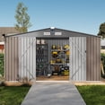 thumbnail image 1 of 10x12 FT Outdoor Storage Shed, Metal Garden Tool Shed with Updated Frame Structure, Lockable Doors and Windows, Ideal for Backyard Garden Lawn, Brown, 1 of 8